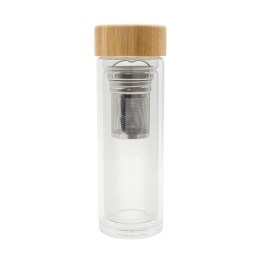 Dwuścienna butelka z zaparzaczem 400 ml Helen, transparentny